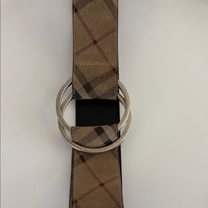 Burberry Double Ring Tan Plaid Women's Belt
